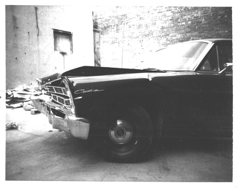 A crashed 1967 Ford Galaxie