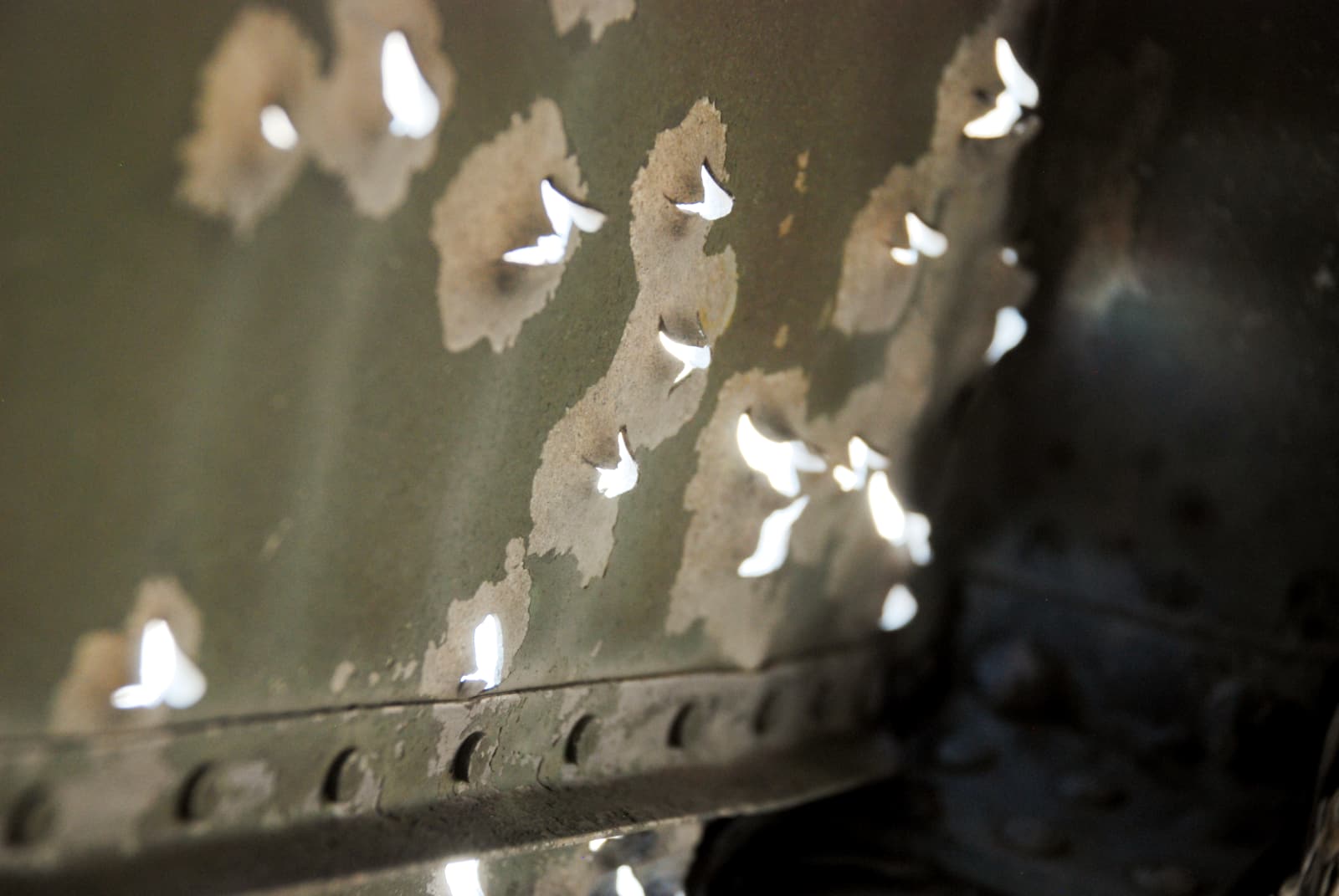 Interior of the fuselage with 16 bullet holes