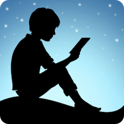 Current Kindle icon, with the silhouette of a boy reading a book while sitting on an incline