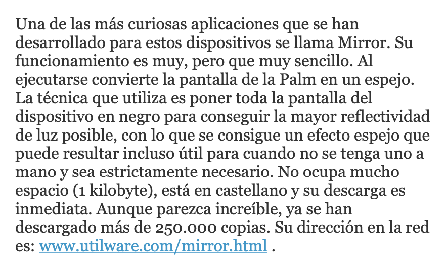 Quote about Mirror from the Spanish-language newspaper ‘El Pais’