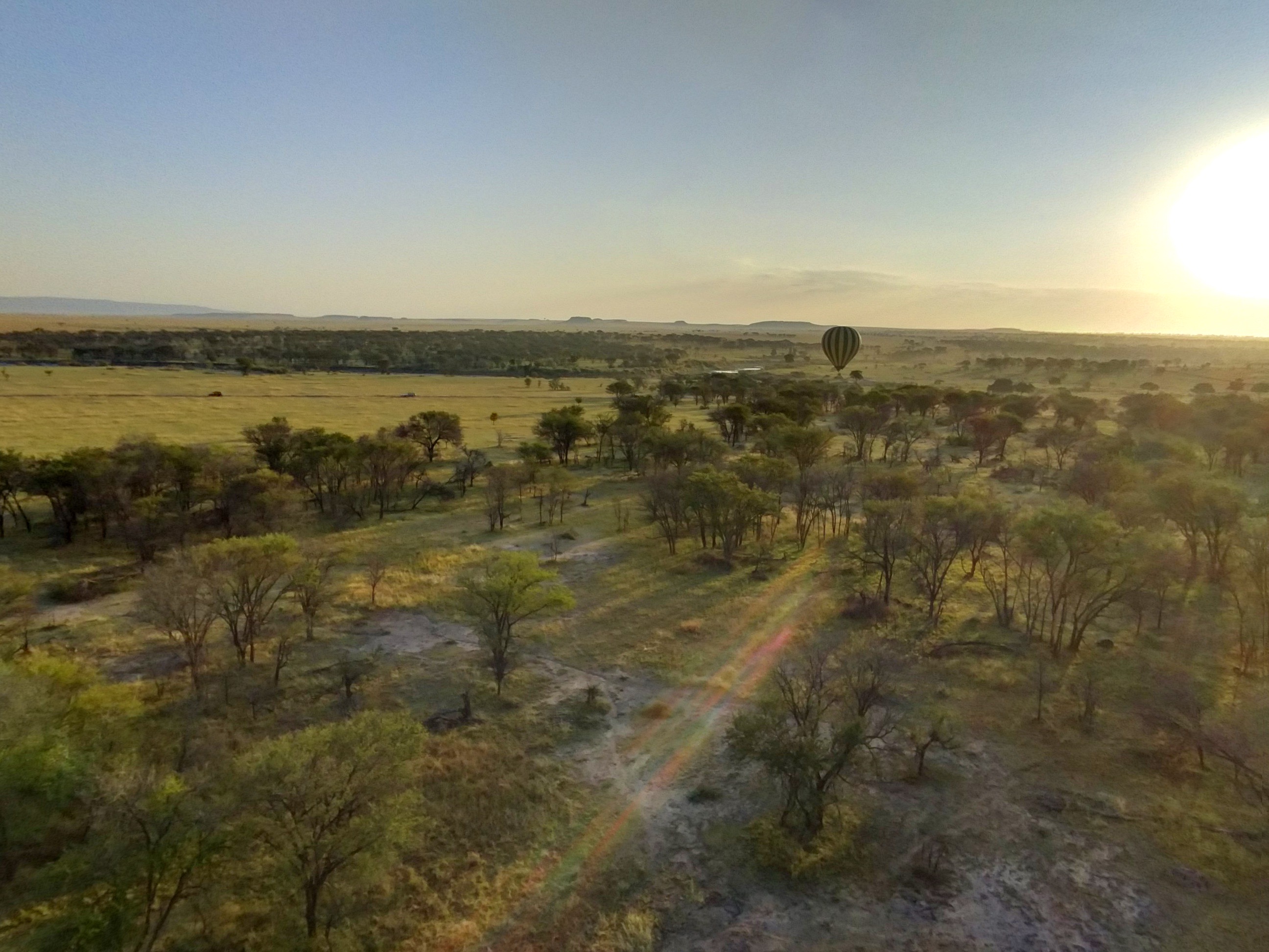 View of Tanzania plains from a hot air balloon