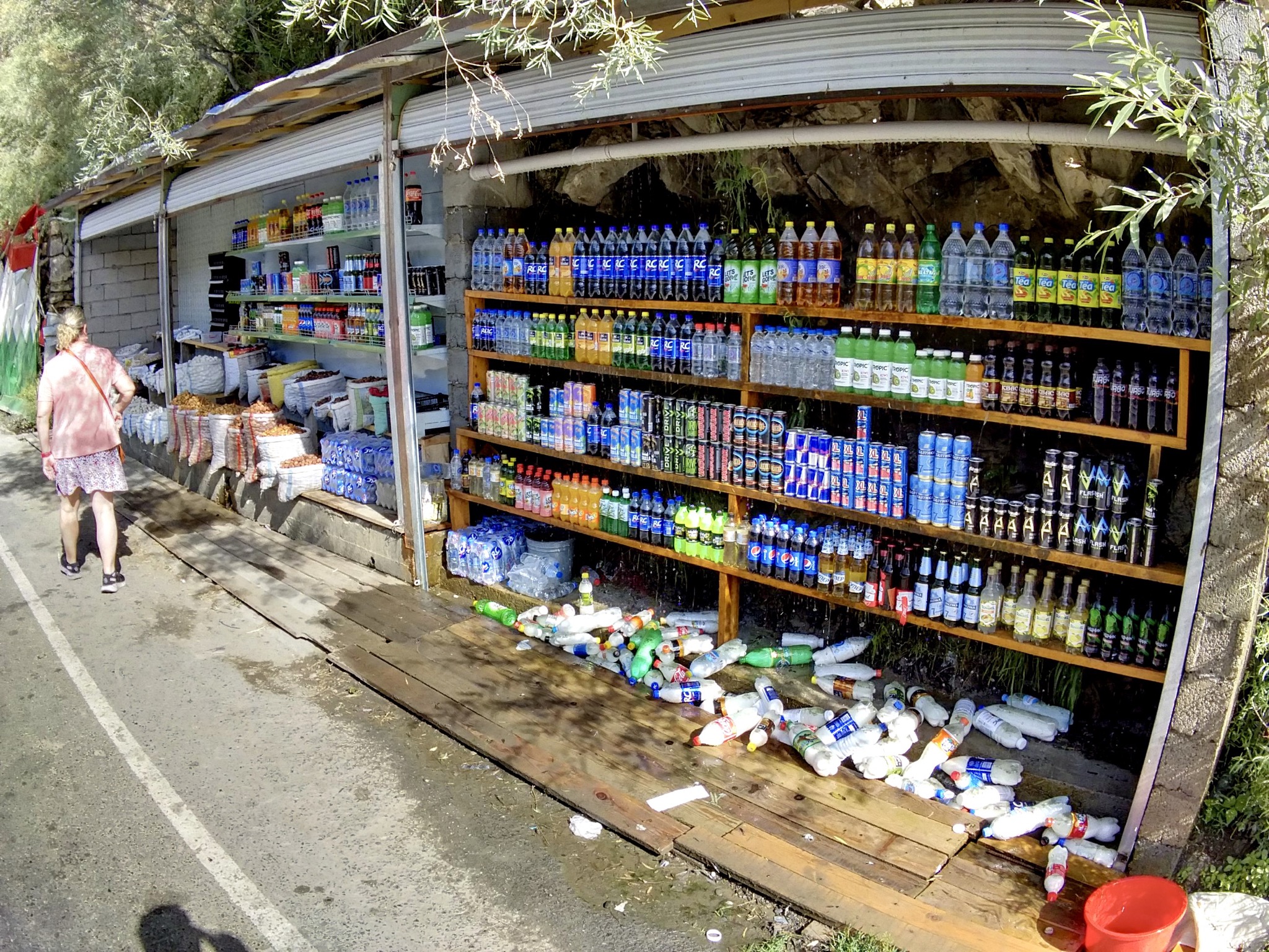A roadside stand selling drinks